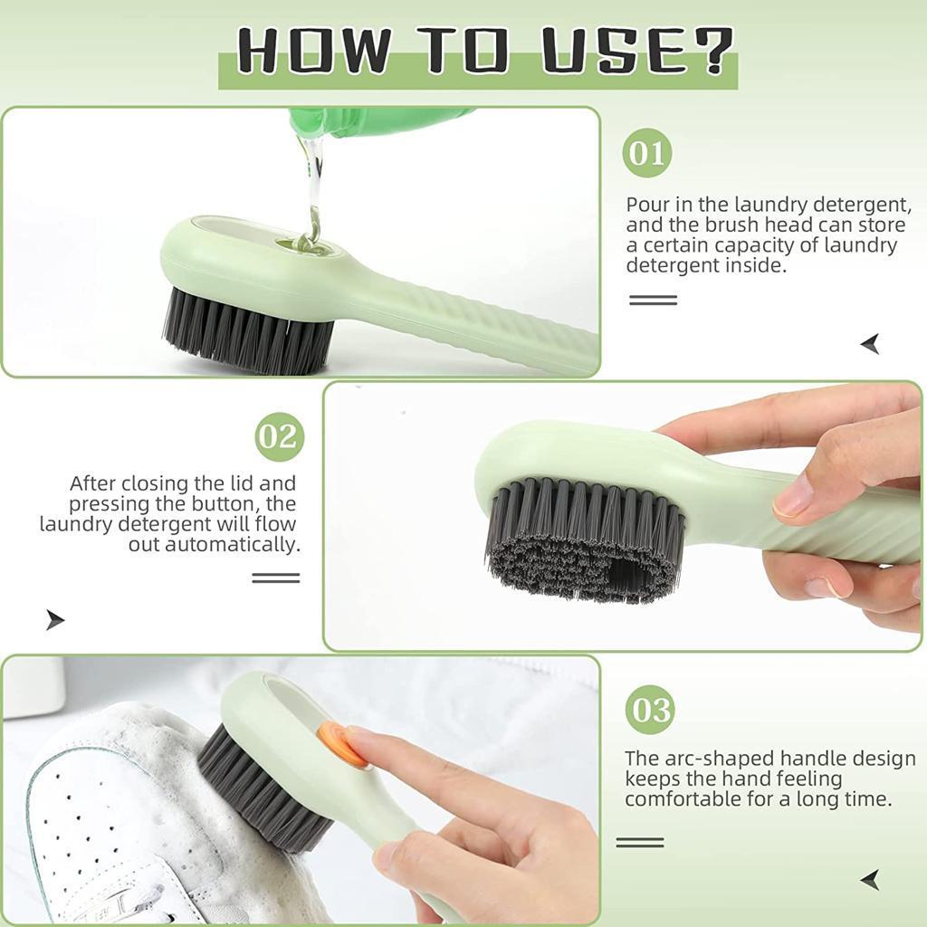 DripScrub - Soap Dispensing Cleaning Brush with Handle Scrubbing Reusable Washing Shoe Brush for Shoes Clothes Cleaning (Pack of 1)