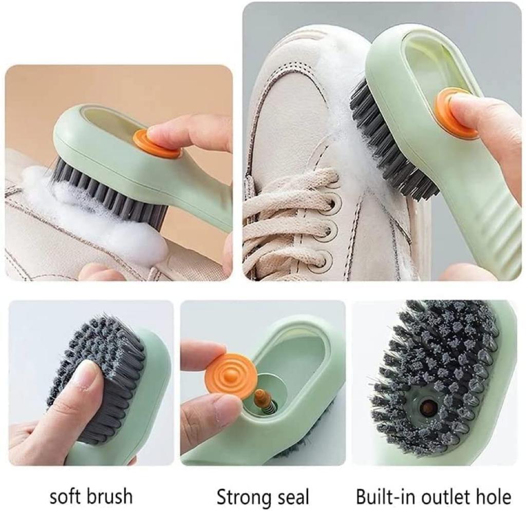 DripScrub - Soap Dispensing Cleaning Brush with Handle Scrubbing Reusable Washing Shoe Brush for Shoes Clothes Cleaning (Pack of 1)