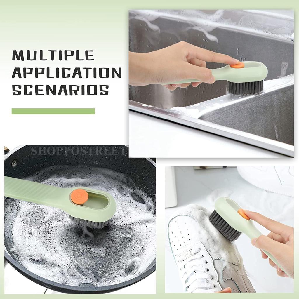 DripScrub - Soap Dispensing Cleaning Brush with Handle Scrubbing Reusable Washing Shoe Brush for Shoes Clothes Cleaning (Pack of 1)