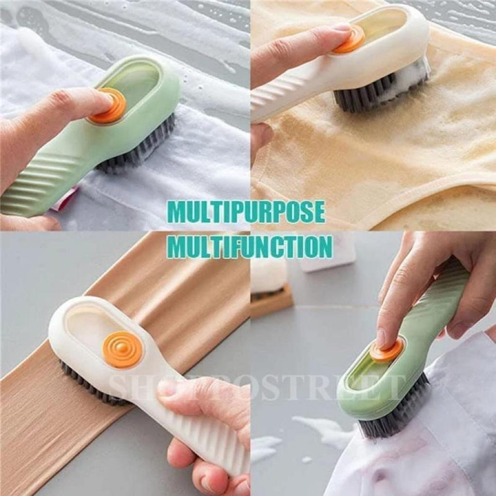 DripScrub - Soap Dispensing Cleaning Brush with Handle Scrubbing Reusable Washing Shoe Brush for Shoes Clothes Cleaning (Pack of 1)