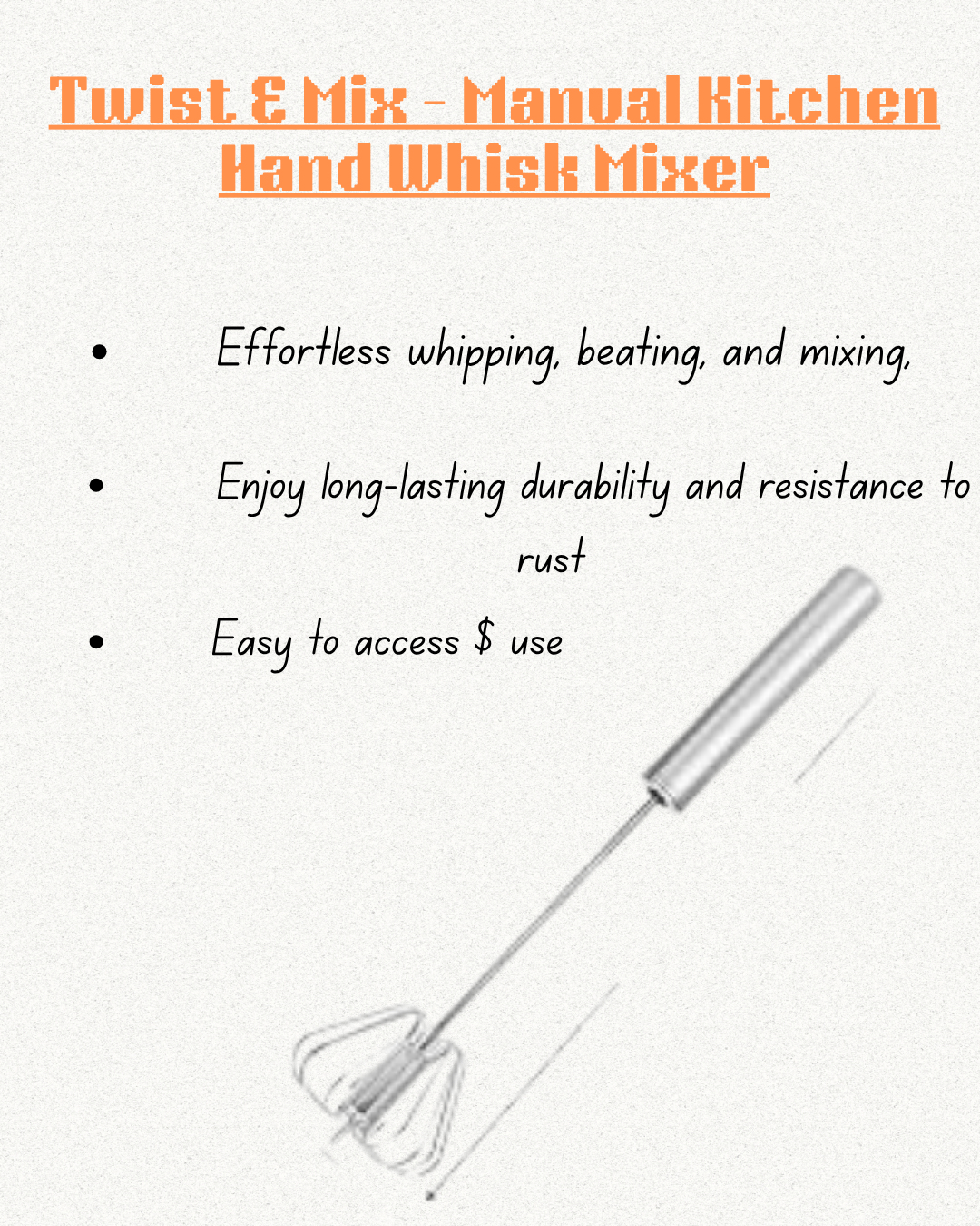 Twist & Mix - Manual Kitchen Hand Whisk Mixer