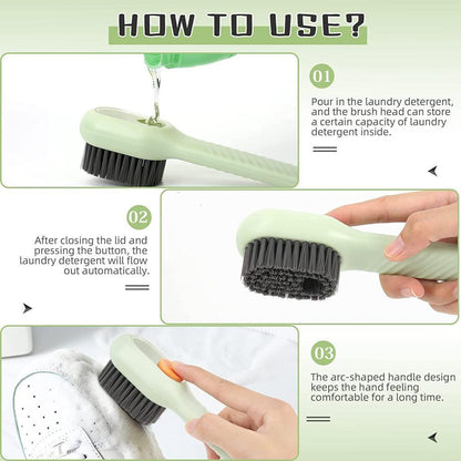 DripScrub - Soap Dispensing Cleaning Brush with Handle Scrubbing Reusable Washing Shoe Brush for Shoes Clothes Cleaning (Pack of 1)